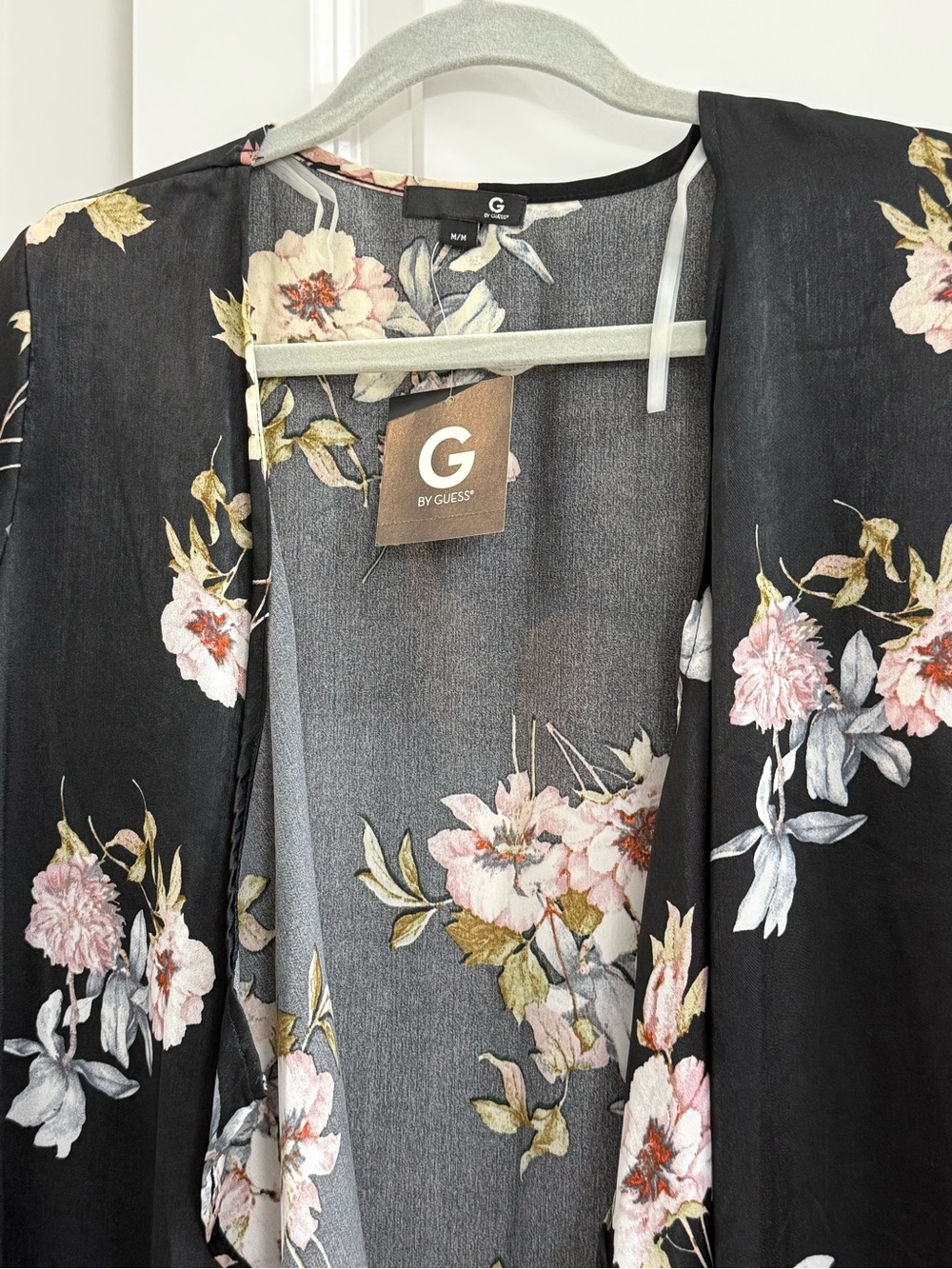 G By Guess Jacie Floral Duster Coatigan Kimono Casusl Flowy Whimsy Goth Medium - Picture 5 of 13